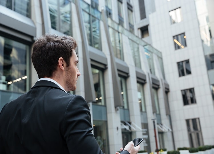 Back view of businessman